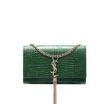 Saint Laurent Kate Tassel Medium With Silver Hardware Green 22Cm